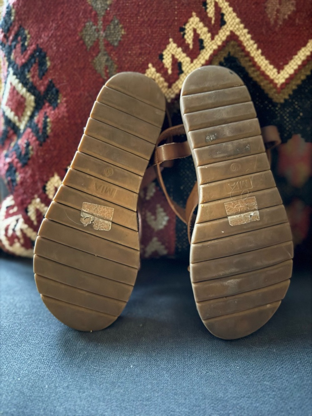 MIA Brown Leather Crisscross Sandals - Picture 3 of 4